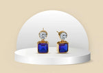 Asscher-cut sapphire and zirconia earrings – September birthstone drop earrings in gold


