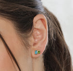 Dainty Toi et Moi earrings with mismatched gemstones, ideal for everyday elegance

