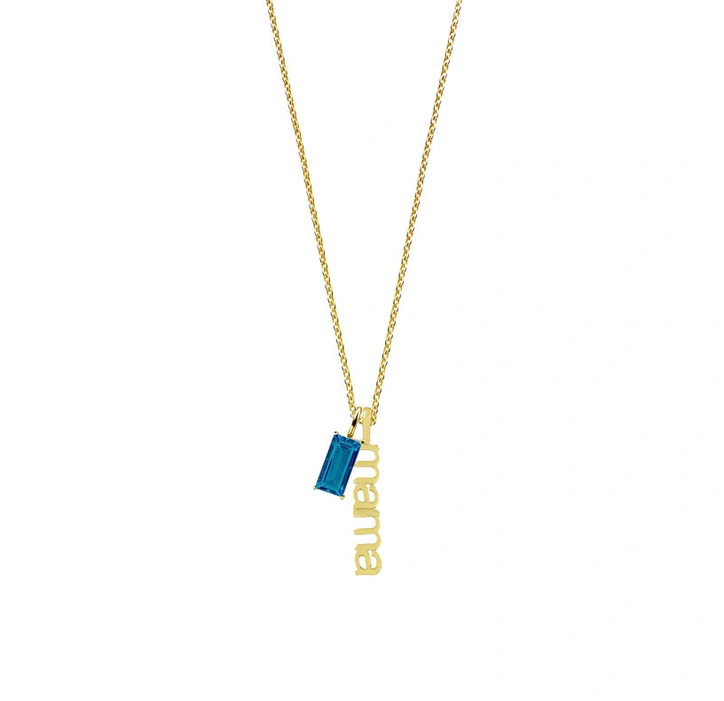 A December birthstone necklace for mom featuring a sparkling blue topaz gemstone set in a delicate pendant, creating a meaningful and elegant gift.