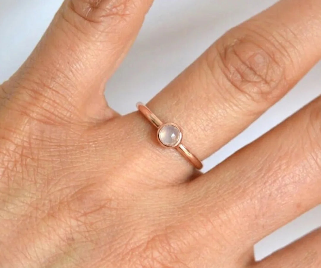 Dainty cherry ring with red gemstone cherries and gold band for a playful everyday look