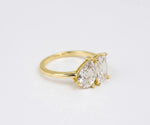 white gemstone toi et moi ring dual stone elegant ring gold plated dainty design
