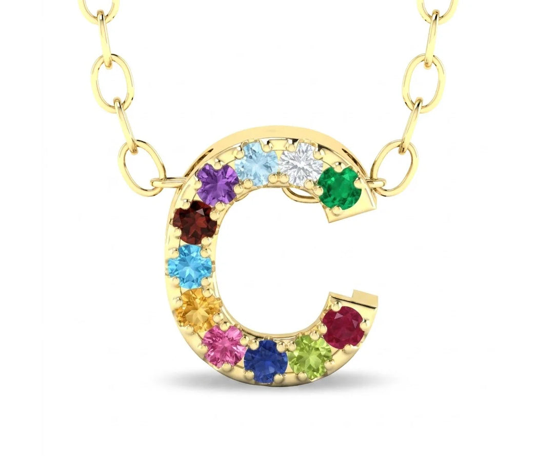 C initial pendant with chain minimalist alphabet necklace gold