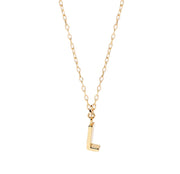 Chic and minimalist necklace with a gold-plated L charm on an adjustable anchor chain, offering a modern take on personal jewelry.