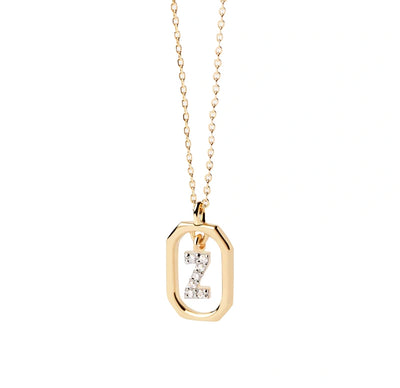 "Gold Z initial necklace with delicate zircon embellishments, adjustable for a perfect fit, ideal as a personalized gift"