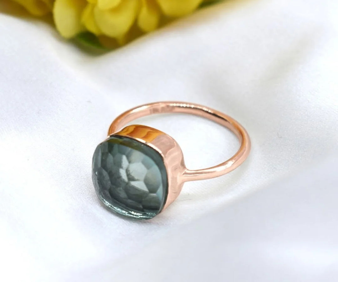 Elegant aquamarine stackable ring with slim band ideal for modern jewelry styling