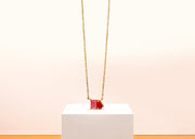 Toi et Moi necklace with tourmaline and ruby gemstones
