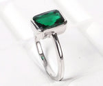 Classic 925 silver ring showcasing a bold emerald hydro gem, designed for effortless style and comfort

