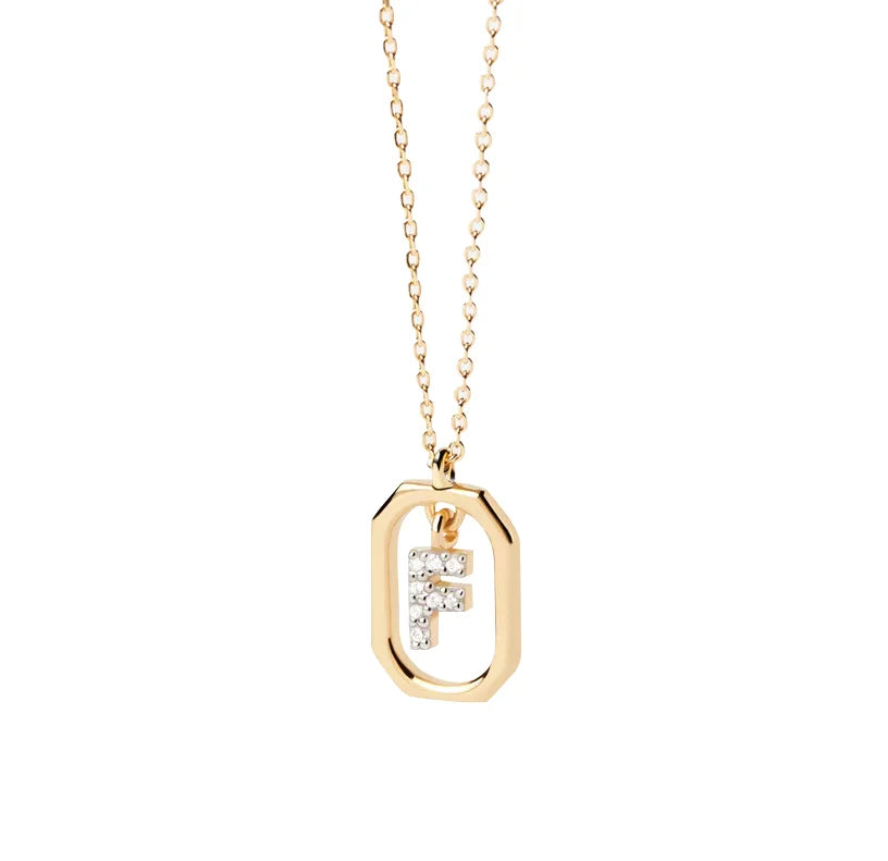 A diamond initial pendant featuring a sparkling letter charm adorned with diamonds on a delicate chain, adding a luxurious and personalized touch.