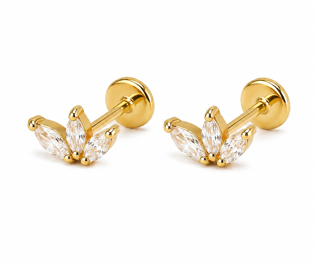 Gold Flower Helix Earrings