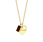A garnet necklace heart design featuring a rich red heart-shaped gemstone set in a delicate pendant, adding a romantic and timeless touch.
