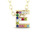 E initial pendant with chain simple gold alphabet necklace
