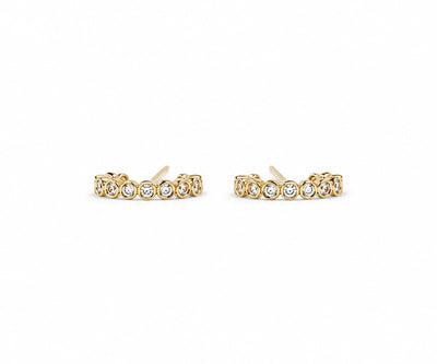 Gold helix stud earrings with CZ for cartilage piercing and ear stack jewelry
