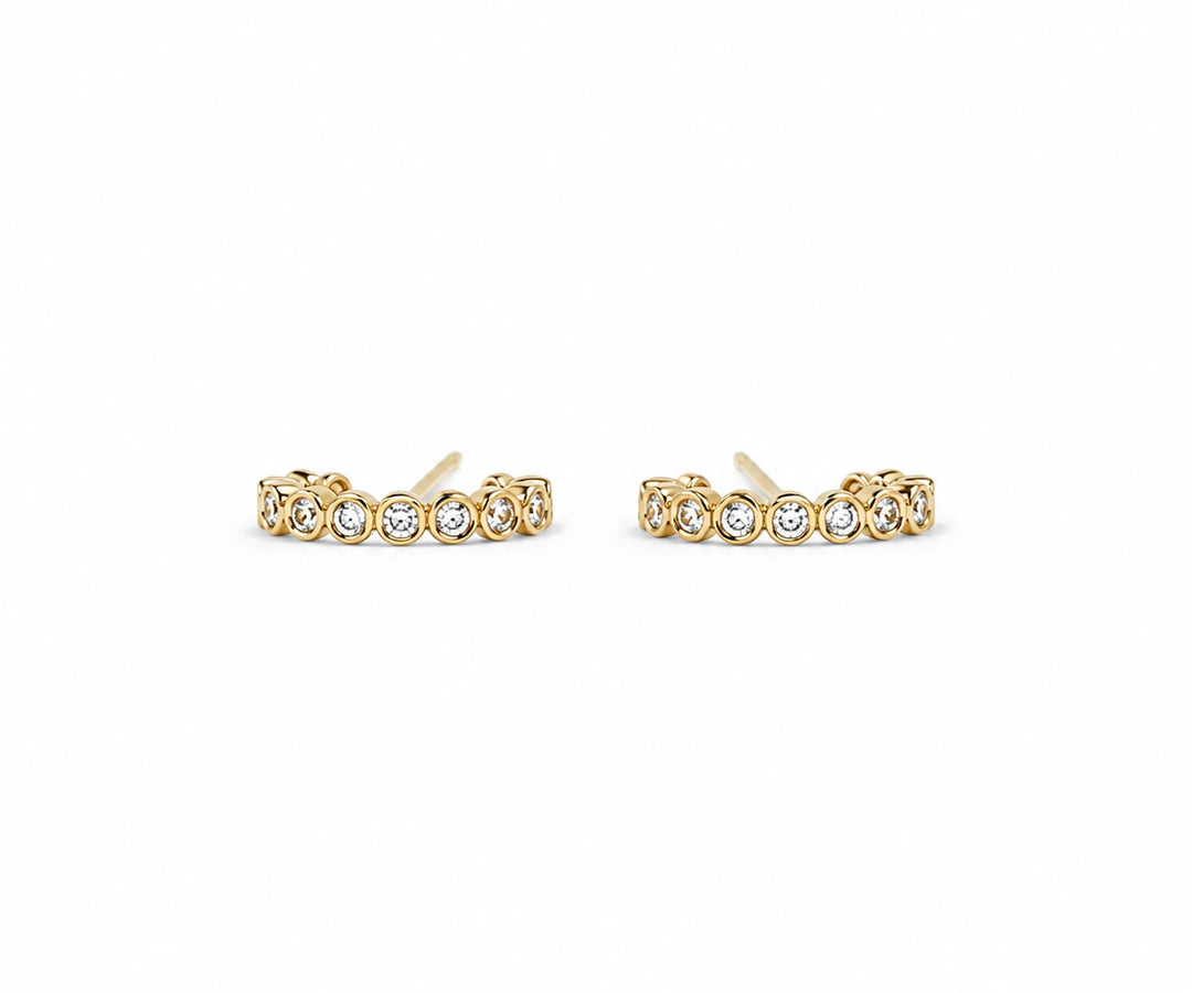 Gold helix stud earrings with CZ for cartilage piercing and ear stack jewelry