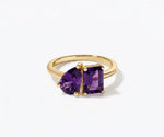 amethyst toi et moi birthstone ring purple gemstone two stone ring gold minimalist jewelry

