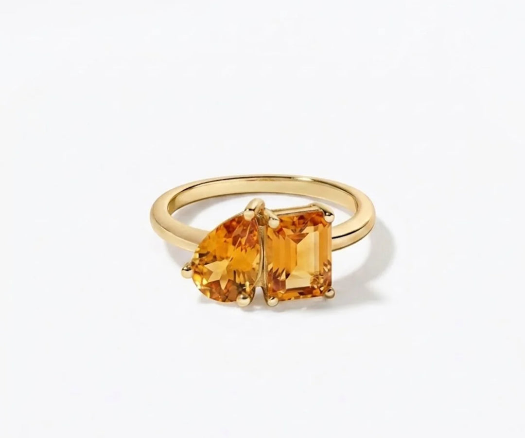 citrine two stone ring toi et moi style personalized birthstone jewelry for women