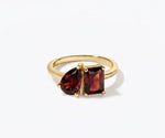 toi et moi garnet birthstone ring january birthstone red gemstone two stone ring gold minimalist jewelry
