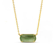 Delicate Green Amethyst drop pendant on adjustable gold chain—perfect blend of bespoke craftsmanship and subtle sophistication.