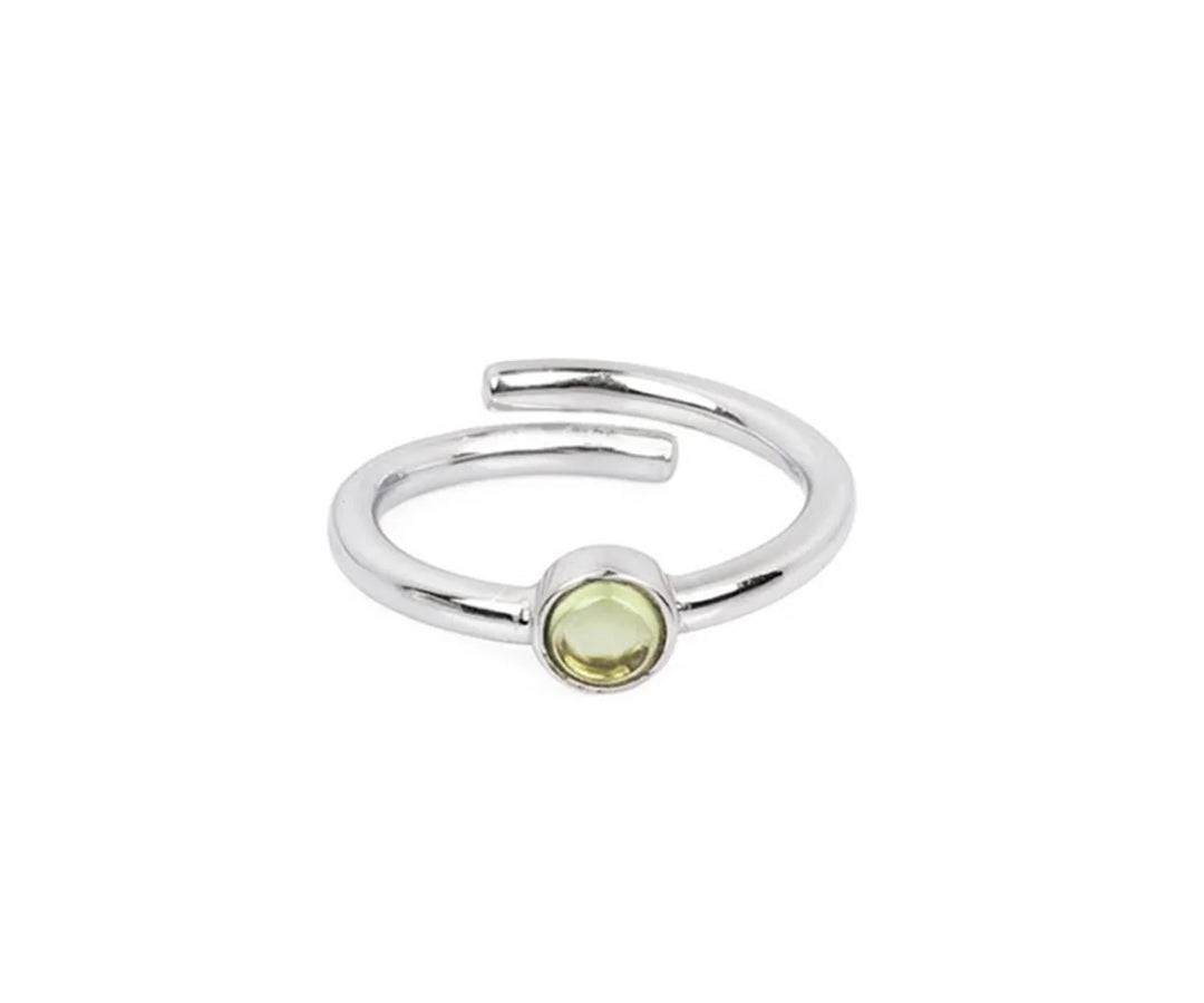 Dainty green amethyst ring with a light green gemstone ideal for minimalist jewelry lovers