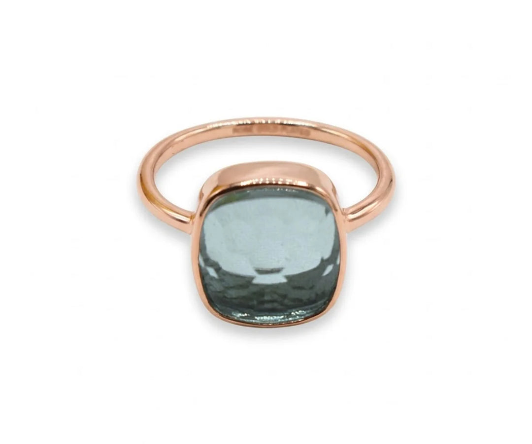Aquamarine gemstone stacking ring perfect for layering with other minimalist rings