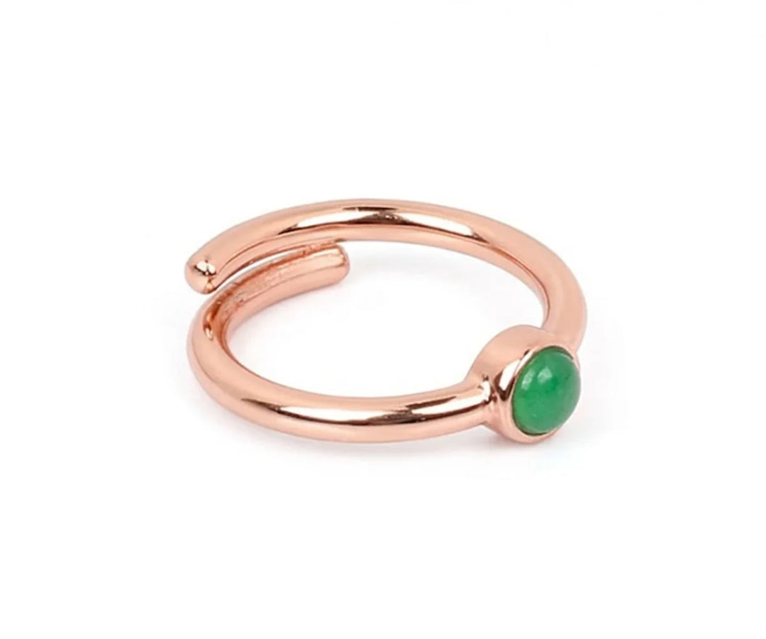 Dainty green aventurine ring for women featuring a vibrant green stone in a simple stylish setting