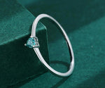 Graceful green aquamarine heart ring with a dainty silver band, ideal for lovers of refined, airy jewelry

