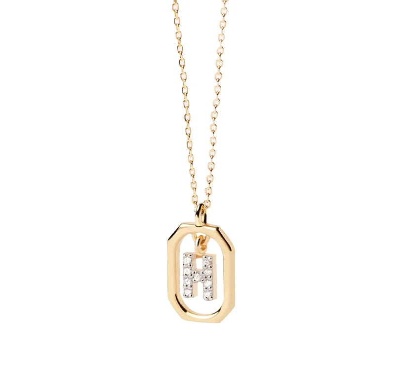 Initial necklace featuring a sleek gold letter pendant, perfect for everyday style or a meaningful personalized gift.
