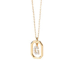 A G initial pendant featuring a polished letter charm on a delicate chain, creating a personalized and elegant jewelry piece.
