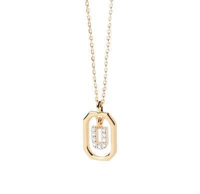 An initial necklace pendant featuring a sleek letter charm on a delicate chain, offering a simple and personalized everyday jewelry piece.