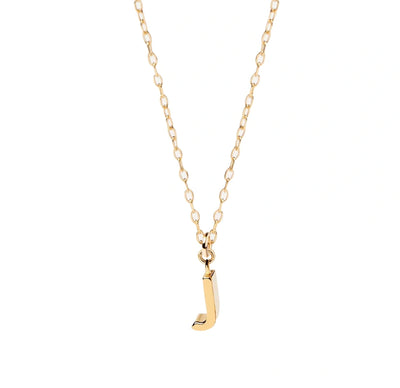 Elegant and personal necklace featuring a sleek gold J charm on a minimalist chain—crafted to celebrate your story with effortless style.Dainty Initial Necklace - J