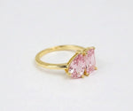 pink toi et moi birthstone ring blush gemstone two stone ring gold minimalist jewelry
