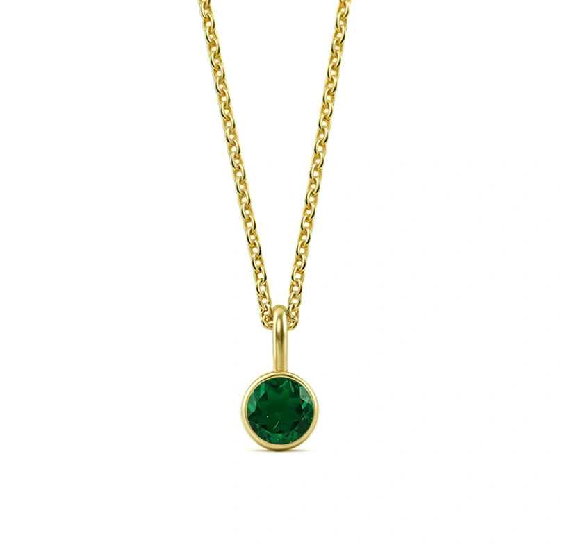 Emerald birthstone necklace with rich green gemstone in a classic pendant setting, vintage emerald necklace for women

