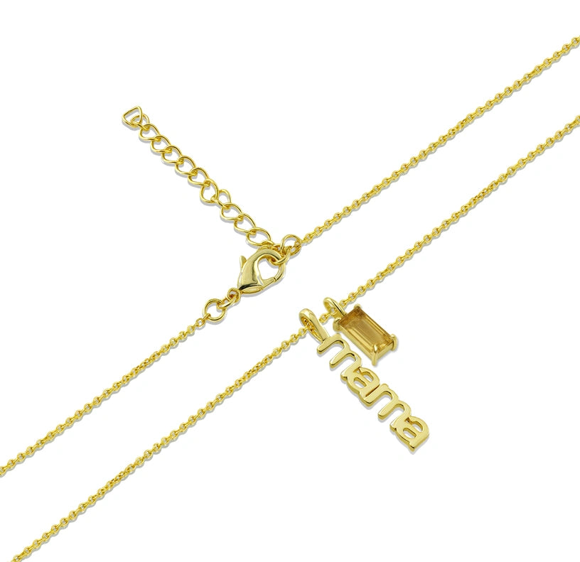 A citrine gemstone necklace featuring a warm golden-yellow stone set in a delicate pendant, adding a bright and elegant touch to any outfit.