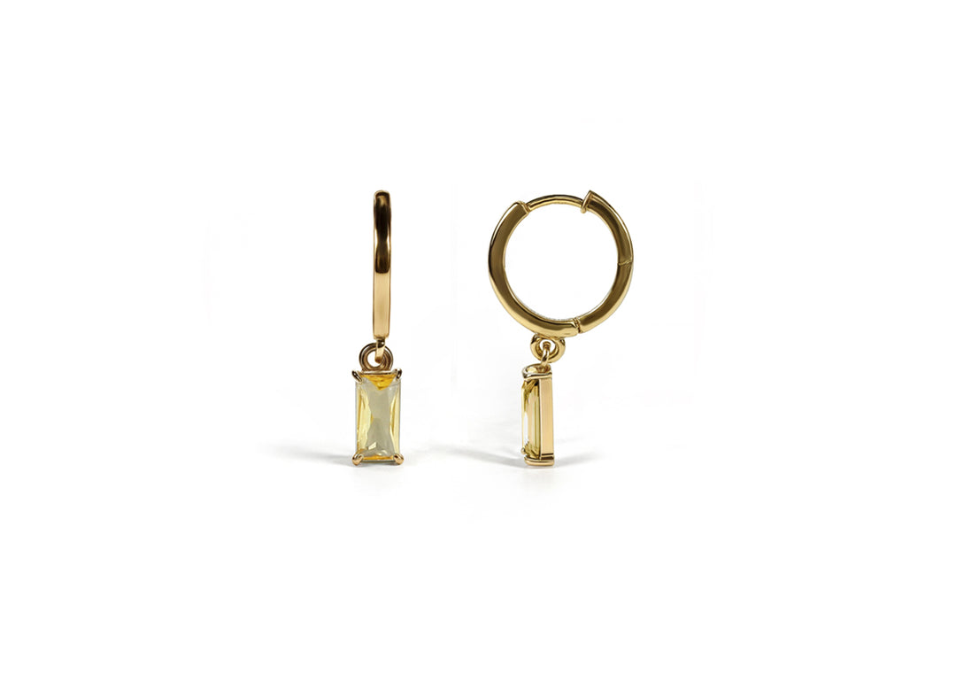 Bold and bright citrine earrings crafted with rich gold plating.

