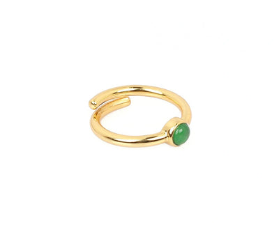 Handcrafted sterling silver ring with a natural aventurine stone, blending natural beauty and calming energy
