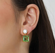 Double drop earrings in 18K gold plated brass – August birthstone peridot earrings for bridal wear