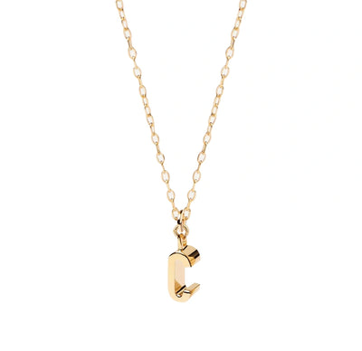 Dainty gold letter C initial necklace on delicate anchor chain — minimalist everyday jewelry for women