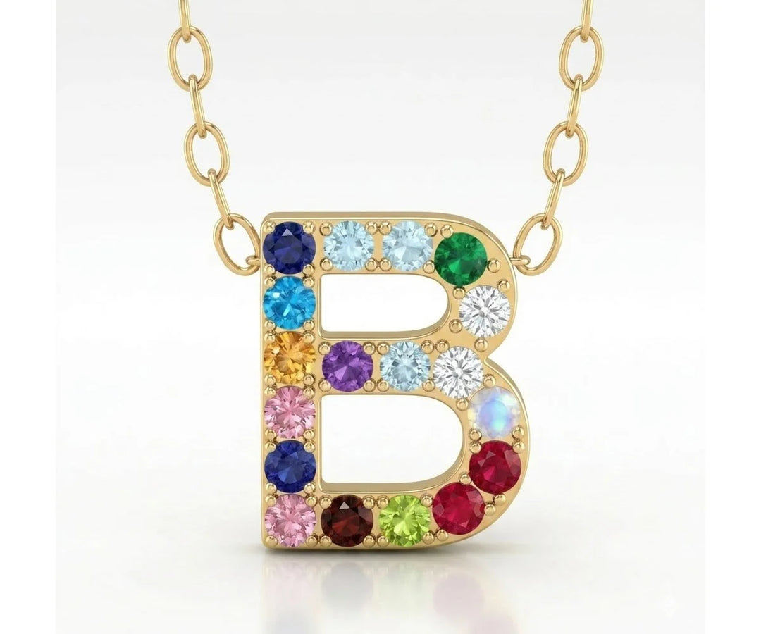 B initial pendant with chain dainty gold letter necklace