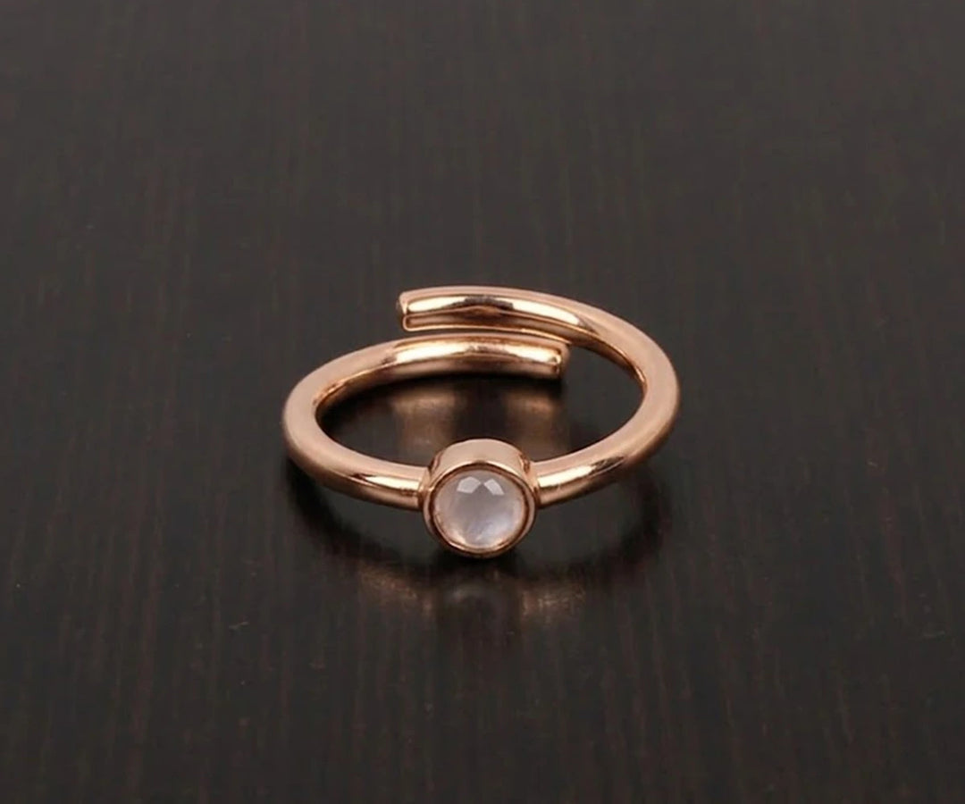 Dainty rose quartz ring for women with polished pink crystal ideal for gifting and special occasions
