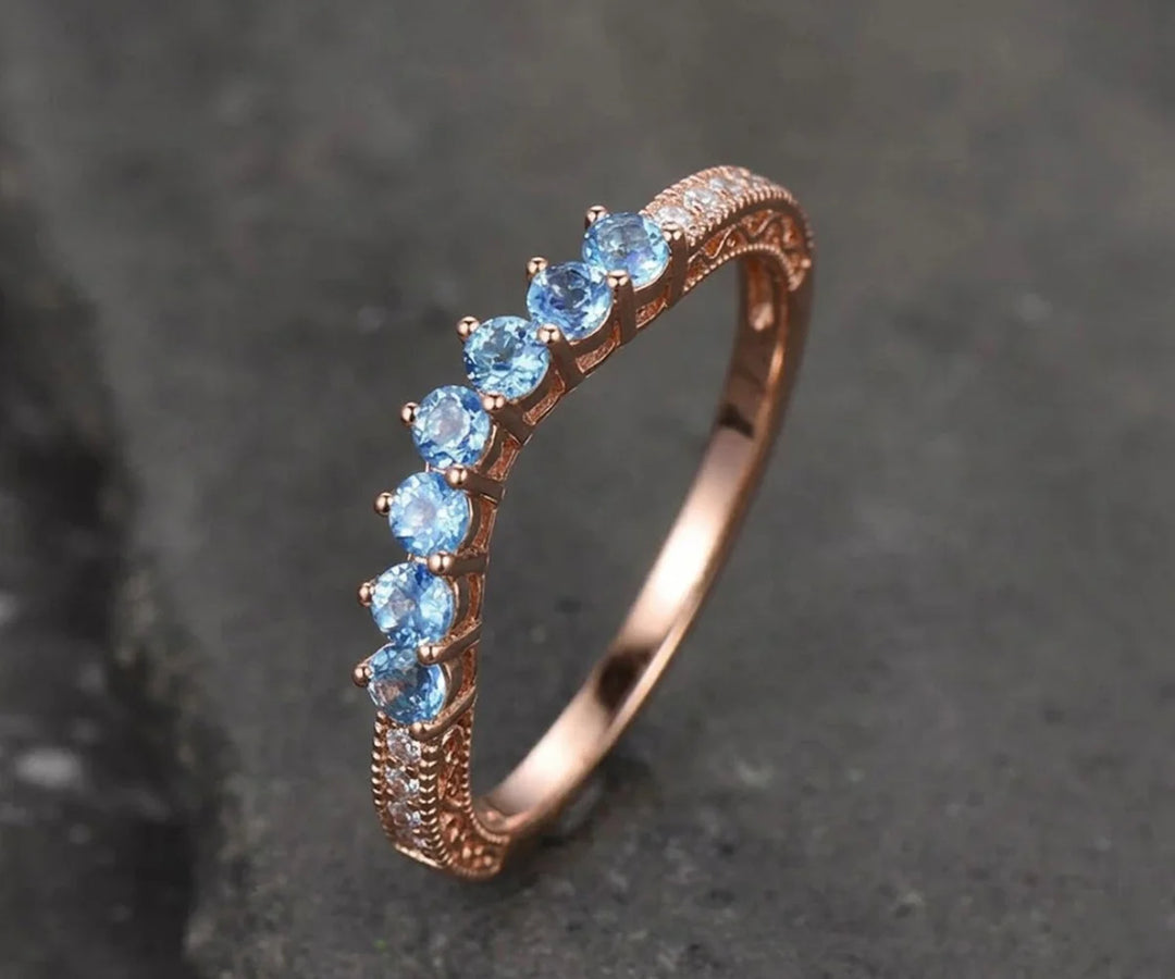 Luxury blue topaz wedding band with brilliant shine and elegant craftsmanship