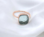 March birthstone aquamarine stacking ring with a subtle and timeless design for her
