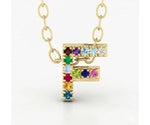 F initial pendant with chain dainty personalized letter necklace

