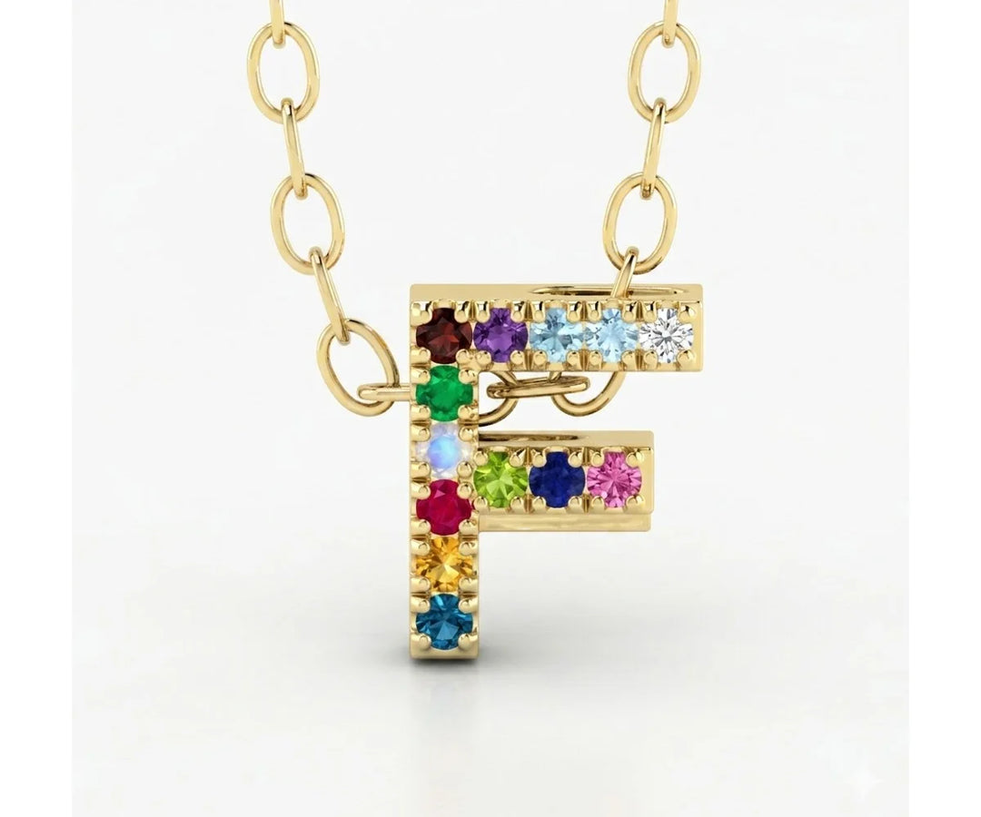 F initial pendant with chain dainty personalized letter necklace