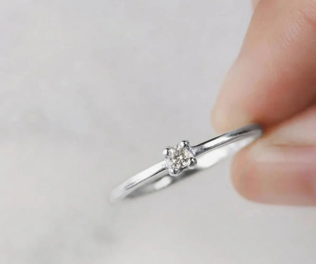 Stackable zircon band ring with fine stones for everyday wear styling