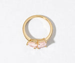 pink gemstone toi et moi ring dual stone dainty ring gold plated stacking jewelry
