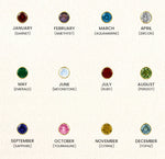 Elegant birthstone jewelry featuring a gold necklace, suspended on a delicate gold chain designed for layering or solo wear.


