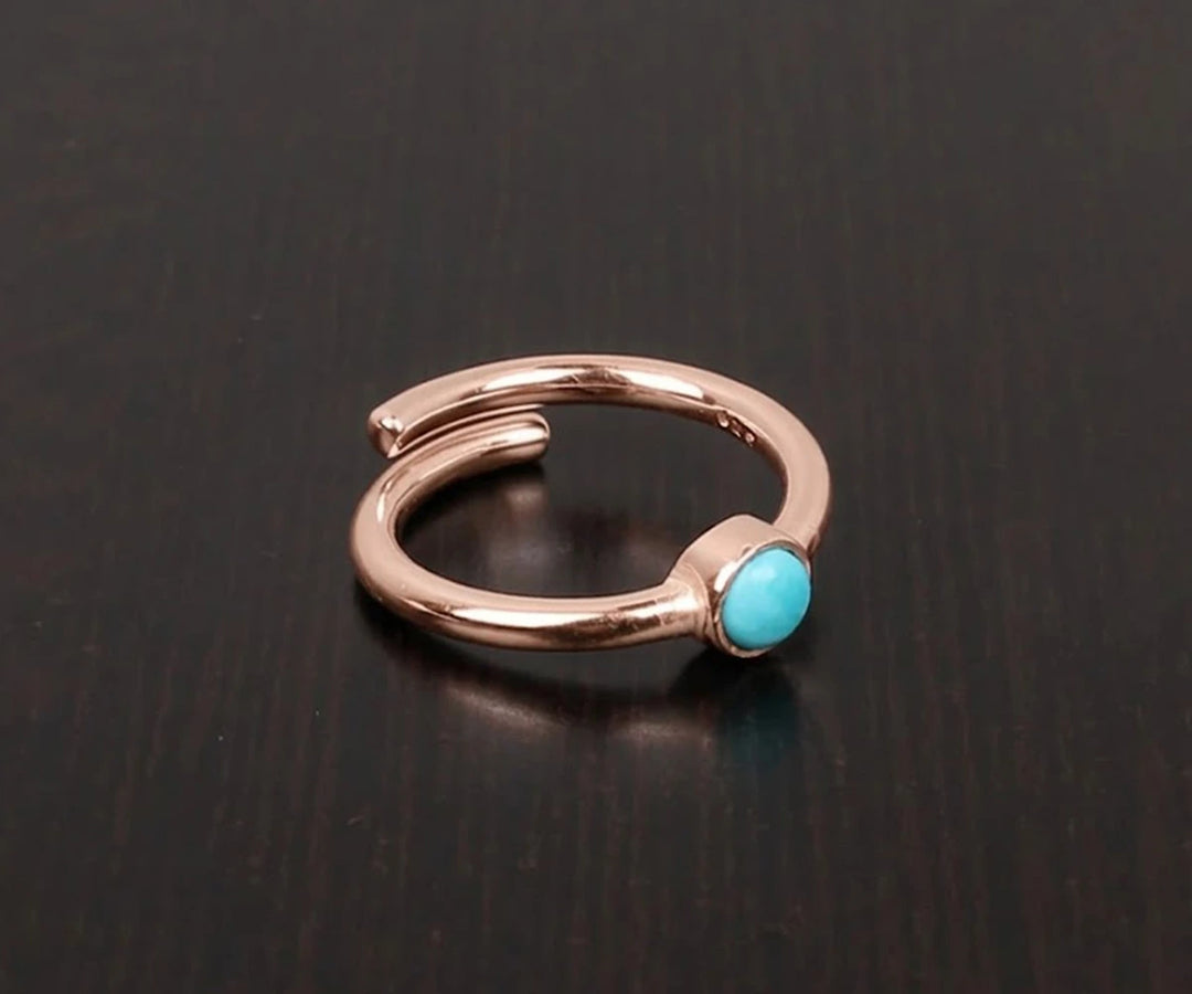 Dainty turquoise ring with bright blue stone ideal for stacking or gifting