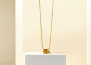 Toi et Moi necklace with citrine and green amethyst stones