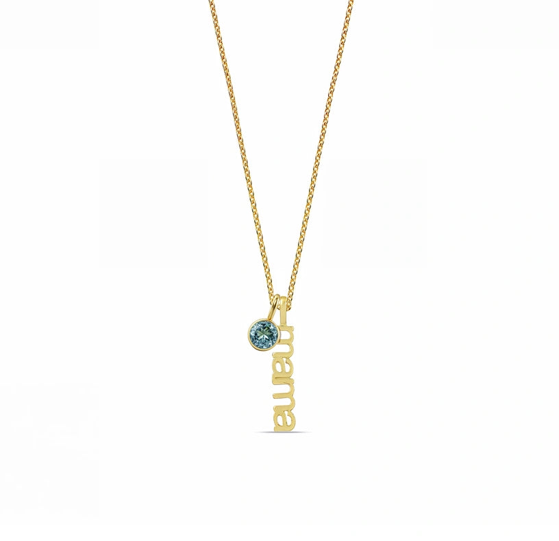 Mother’s gemstone necklace featuring personalized birthstone gems set on an elegant chain, symbolizing love, family, and cherished memories.