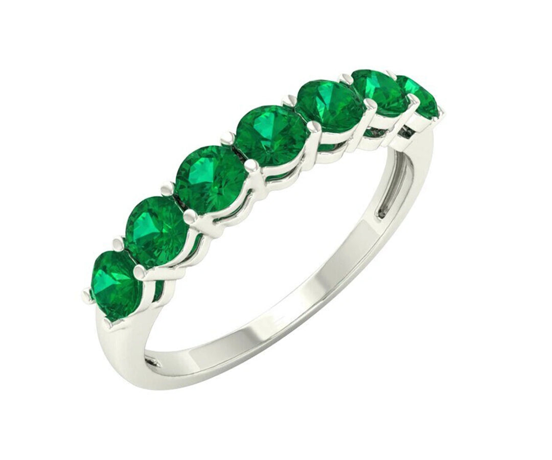 Elegant 3mm emerald hydro gemstone ring with a classic gold finish, emerald jewelry band ring perfect for everyday or stacking styles
