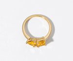 citrine toi et moi birthstone ring yellow gemstone two stone ring minimalist gold jewelry
